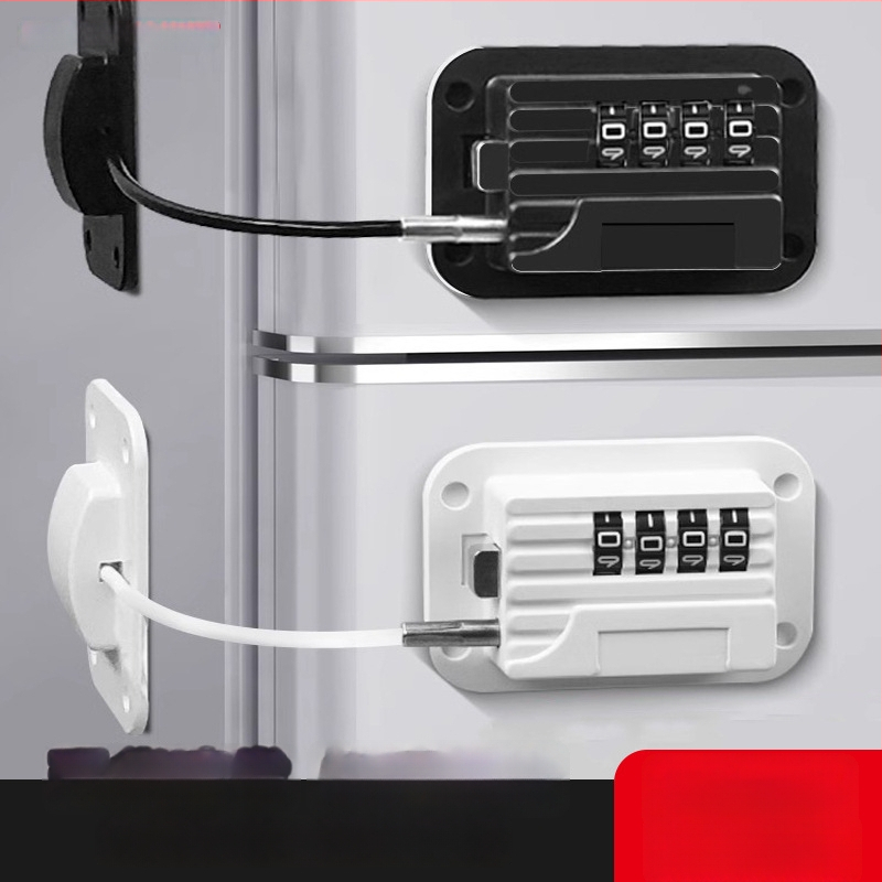 Puurimata parooliga turvalukk külmikutele ja kappidele; paksenenud konstruktsioon; vargusvastane; Mudel Password Refrigerator Lock-001; Materjal: roostevaba teras + ABS