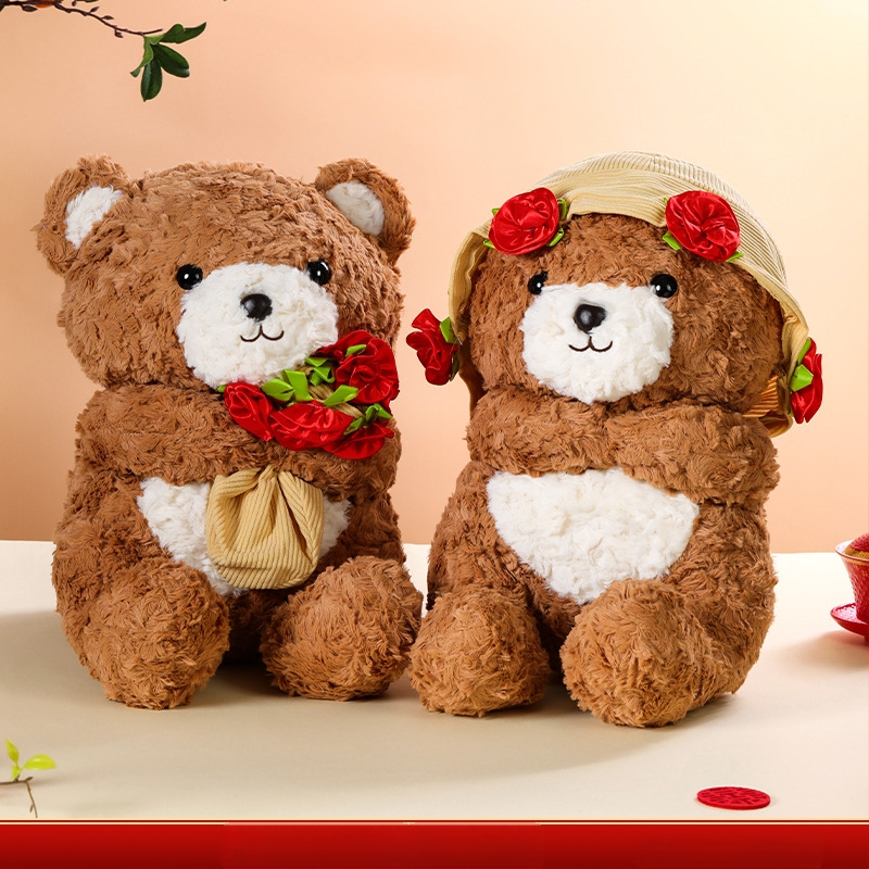 Santuokų pliušinių lėlyčių pora - aukštos kokybės mielos meškiukų pagalvėlės jaunavedžiams - užpildas PP medvilnė, trumpas minkštas pliušas, dovanų dėžutės pakuotė