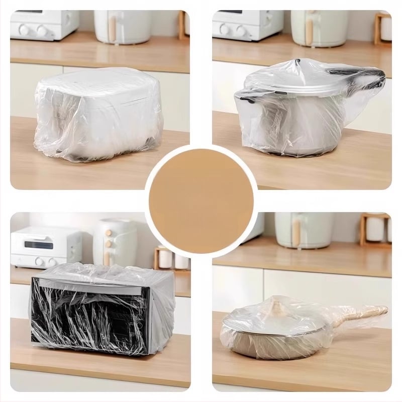 Vienkartiniai dulkių apsaugos dangteliai namų apyvokos įrangai, stora PE plėvelė, skaidri, 10 vnt., prekės kodas 4206