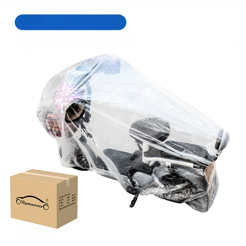 Bymaocar Elektros transporto priemonės gaubtas, Vienkartinė skaidri PE plėvelė, atsparus vandeniui ir dulkėms, Logotipo spauda, Svoris 0,5 kg, Prisitaikantis, Privatus prekinis ženklas