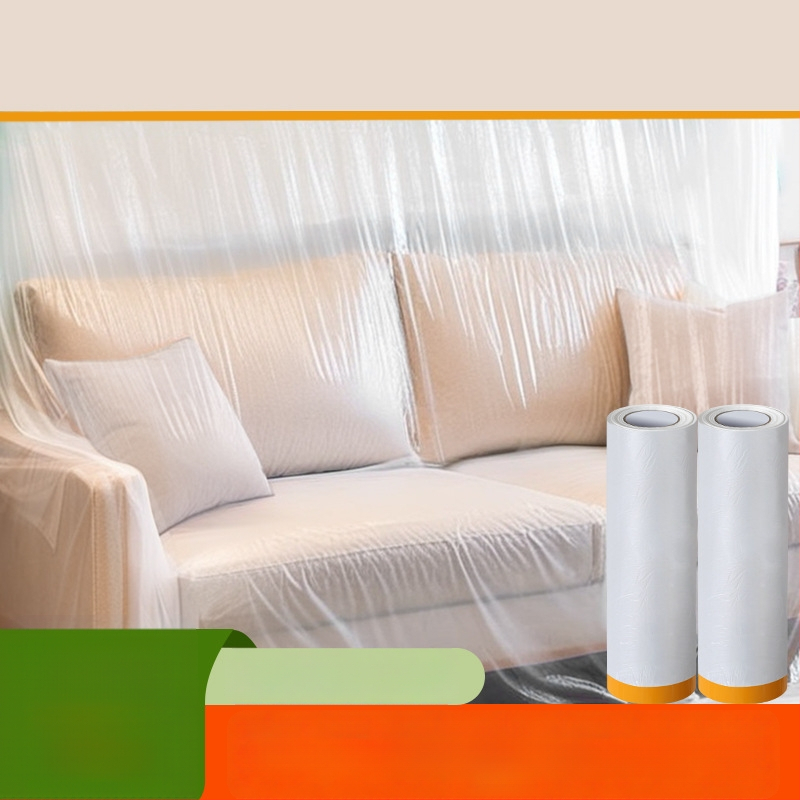 Dulkėms atspari plėvelė baldams, prietaisams ir automobiliams; medžiaga PE; storis 0,06 mikronai; vandens klijai; Washi juostelės pagrindas; popierinis vamzdelio centras; vienkartinis naudojimas