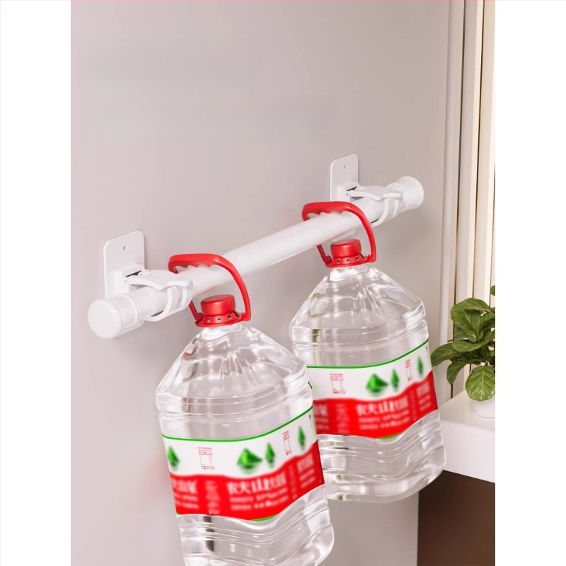 Bez vrtania: Kúpeľňový úložný systém s pevným lepidlom, vysúvacia tyč na uteráky a tyč na sprchový záves