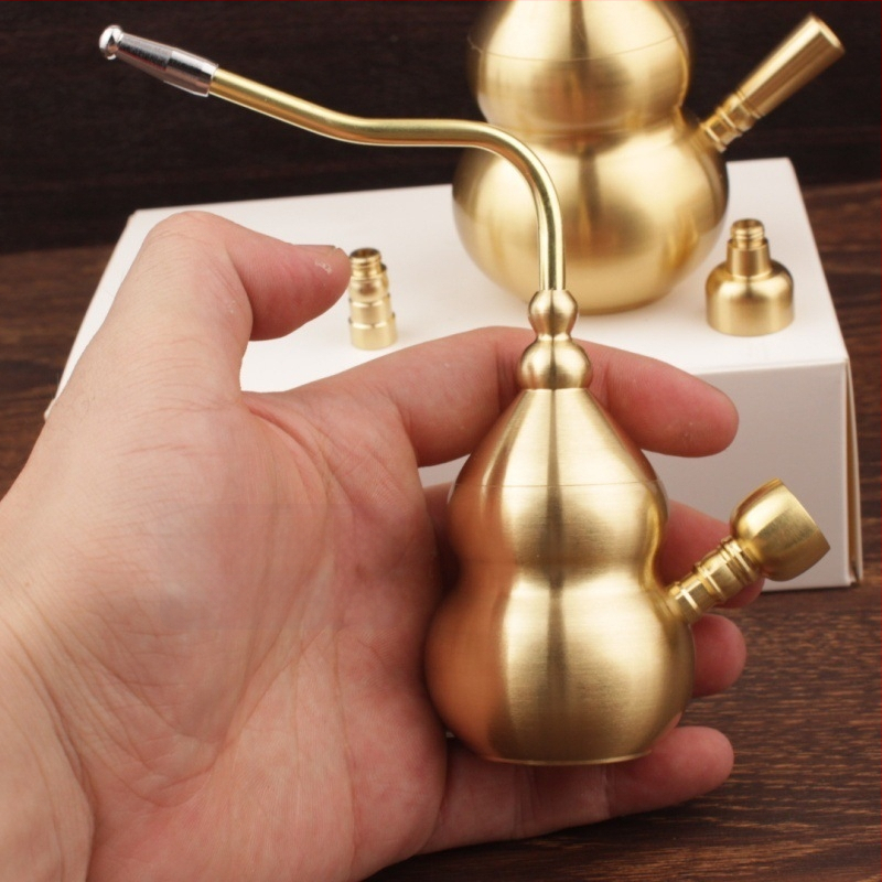 Brass dūmų pypė su moliūgo forma, dvigubas vandens filtravimas, metalo pypė su keturiomis funkcijomis