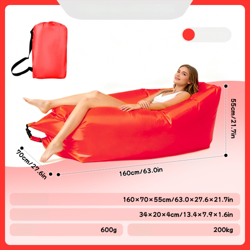 Ühe inimese pripuhutav diivan matkamiseks - Oxford-kangas, 2 kihti, maksimaalne koormus 200 kg, kaal 0,4 kg, käsipump