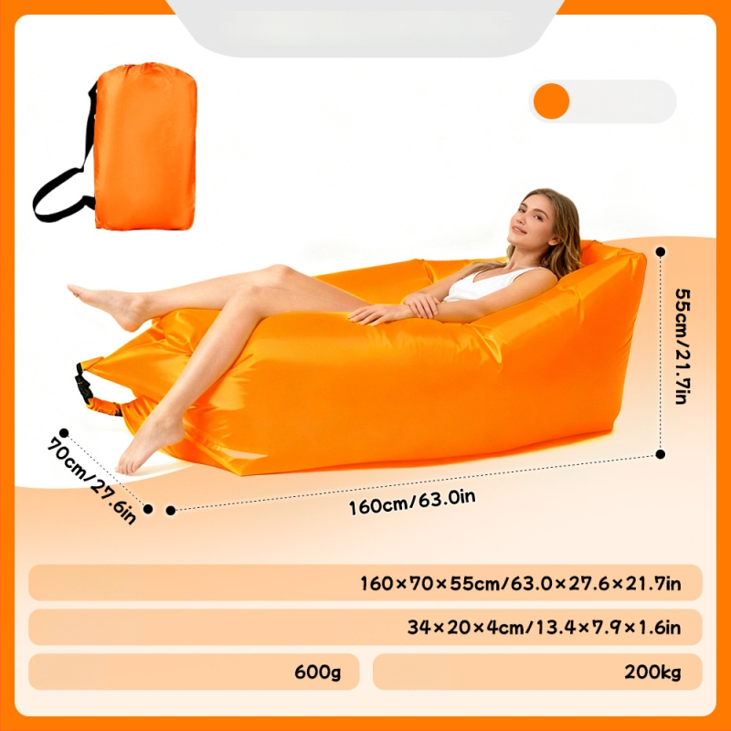 Ühe inimese pripuhutav diivan matkamiseks - Oxford-kangas, 2 kihti, maksimaalne koormus 200 kg, kaal 0,4 kg, käsipump