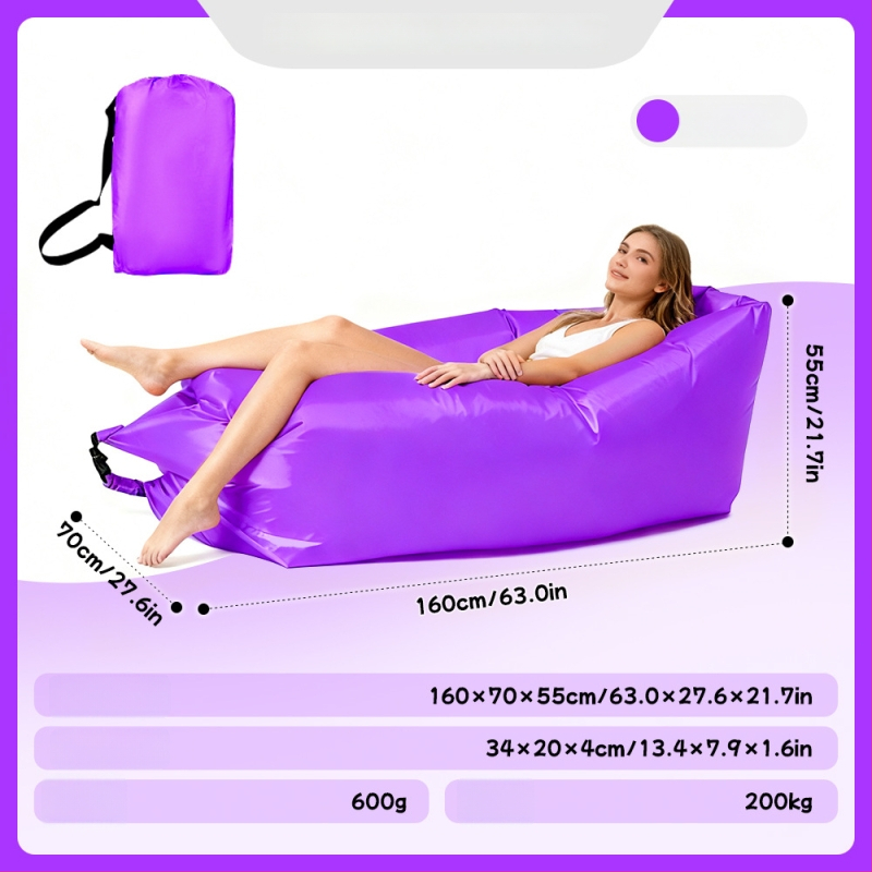 Ühe inimese pripuhutav diivan matkamiseks - Oxford-kangas, 2 kihti, maksimaalne koormus 200 kg, kaal 0,4 kg, käsipump