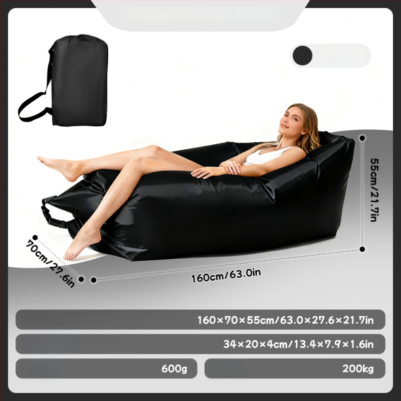 Ühe inimese pripuhutav diivan matkamiseks - Oxford-kangas, 2 kihti, maksimaalne koormus 200 kg, kaal 0,4 kg, käsipump