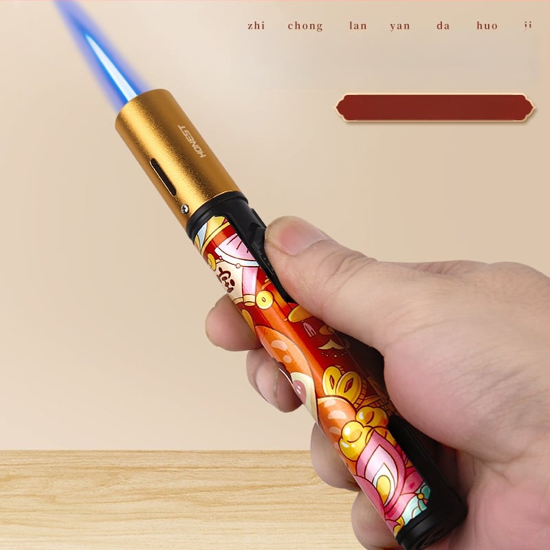 Aizdedzinātājs - garš rokturis, vēja izturīgs, butāns (metāla korpuss)