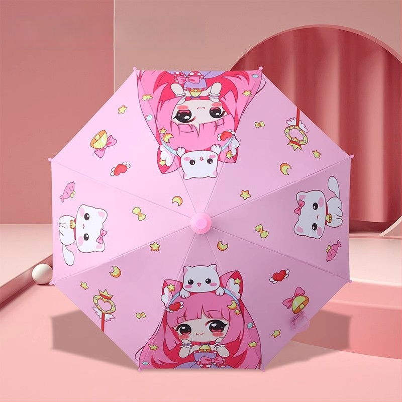 Lastele mõeldud pikkade käepidemetega vihmavari, vinüül 210T kangas, UPF >50, 8 terasest ribad, manuaalne avamine ja sulgemine