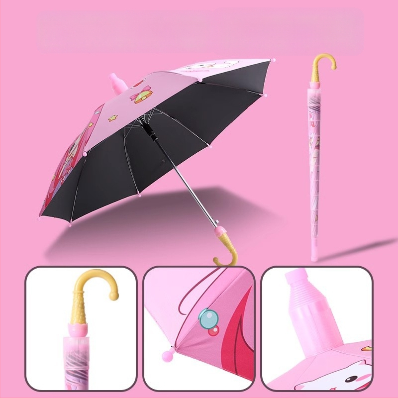 Lastele mõeldud pikkade käepidemetega vihmavari, vinüül 210T kangas, UPF >50, 8 terasest ribad, manuaalne avamine ja sulgemine