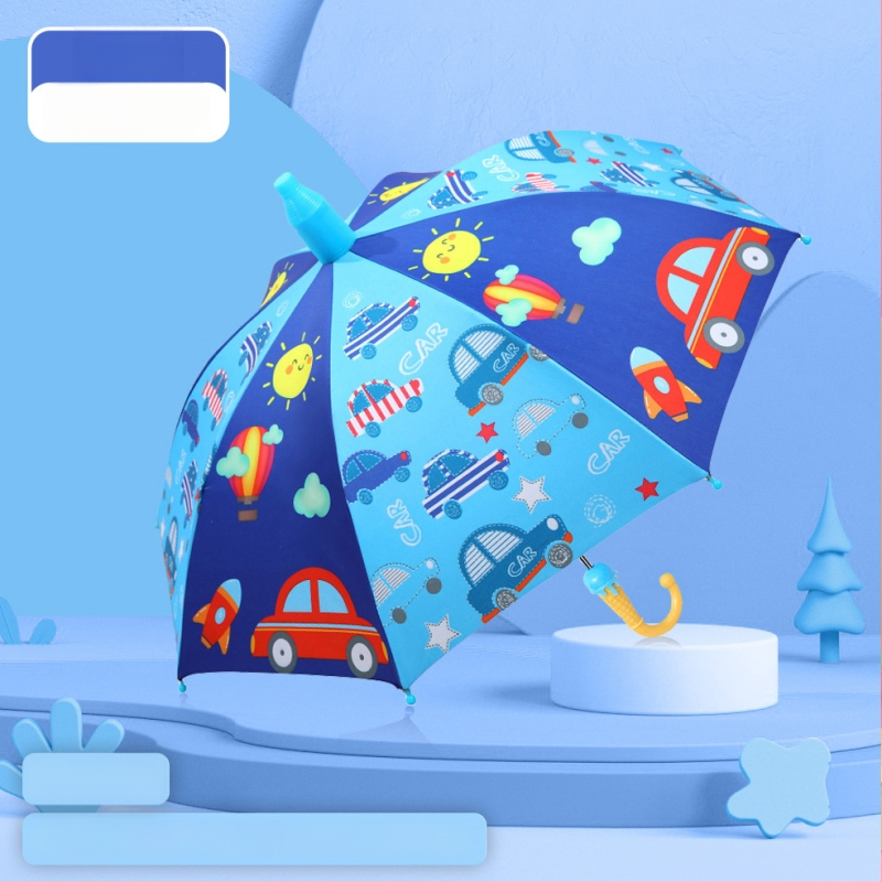 Lastele mõeldud pikkade käepidemetega vihmavari, vinüül 210T kangas, UPF >50, 8 terasest ribad, manuaalne avamine ja sulgemine