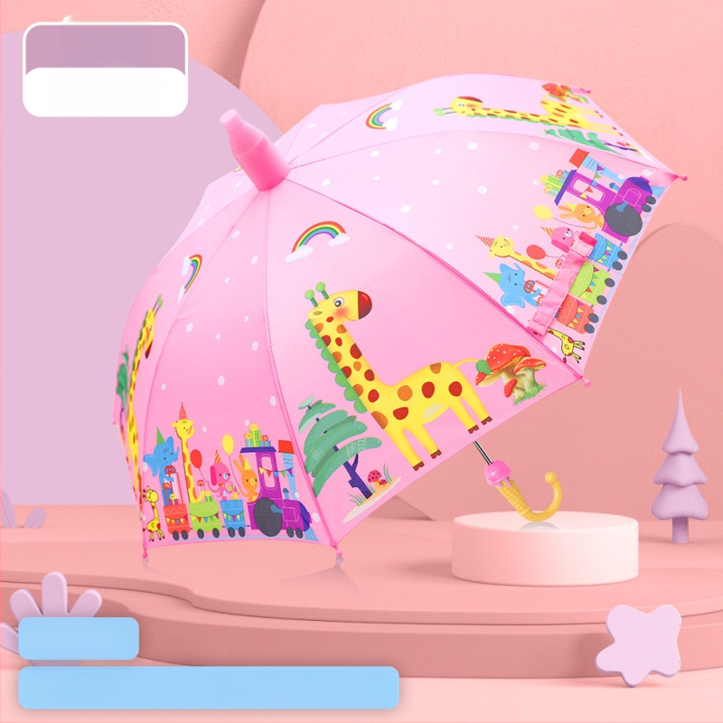 Lastele mõeldud pikkade käepidemetega vihmavari, vinüül 210T kangas, UPF >50, 8 terasest ribad, manuaalne avamine ja sulgemine