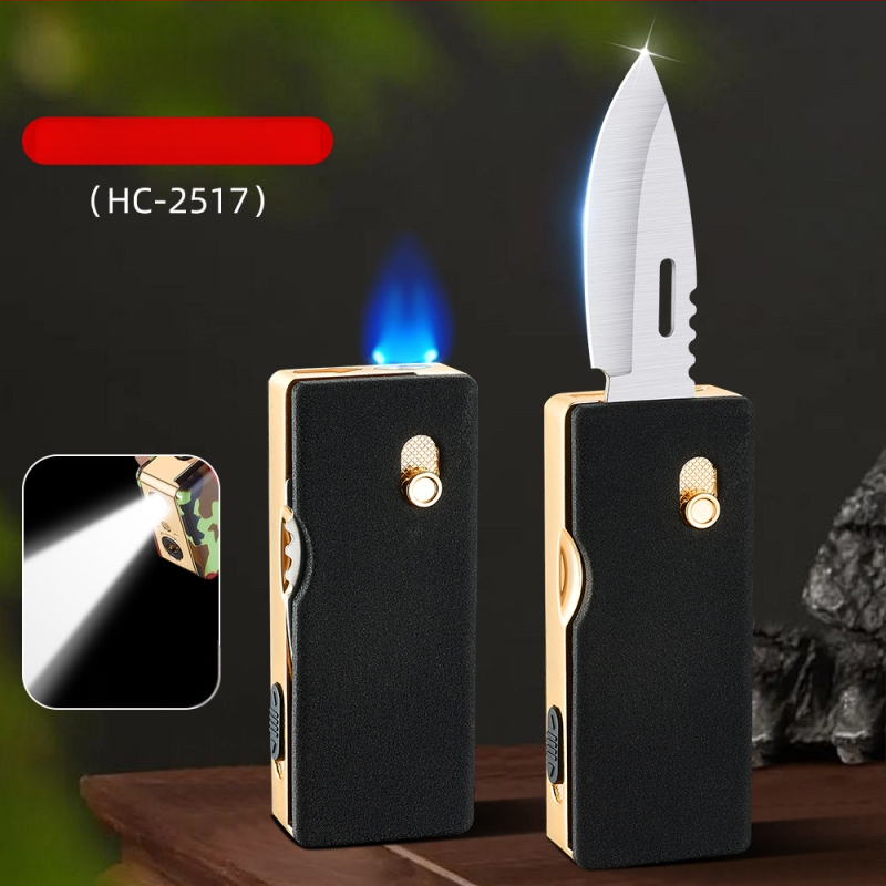 HF2517 Süütaja valgustusega, otsene leek, kokkuvolditava nuga kujundus, metallkorpus, butaan