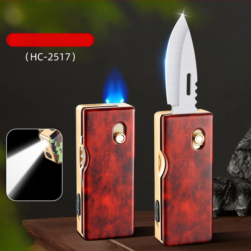 HF2517 Süütaja valgustusega, otsene leek, kokkuvolditava nuga kujundus, metallkorpus, butaan