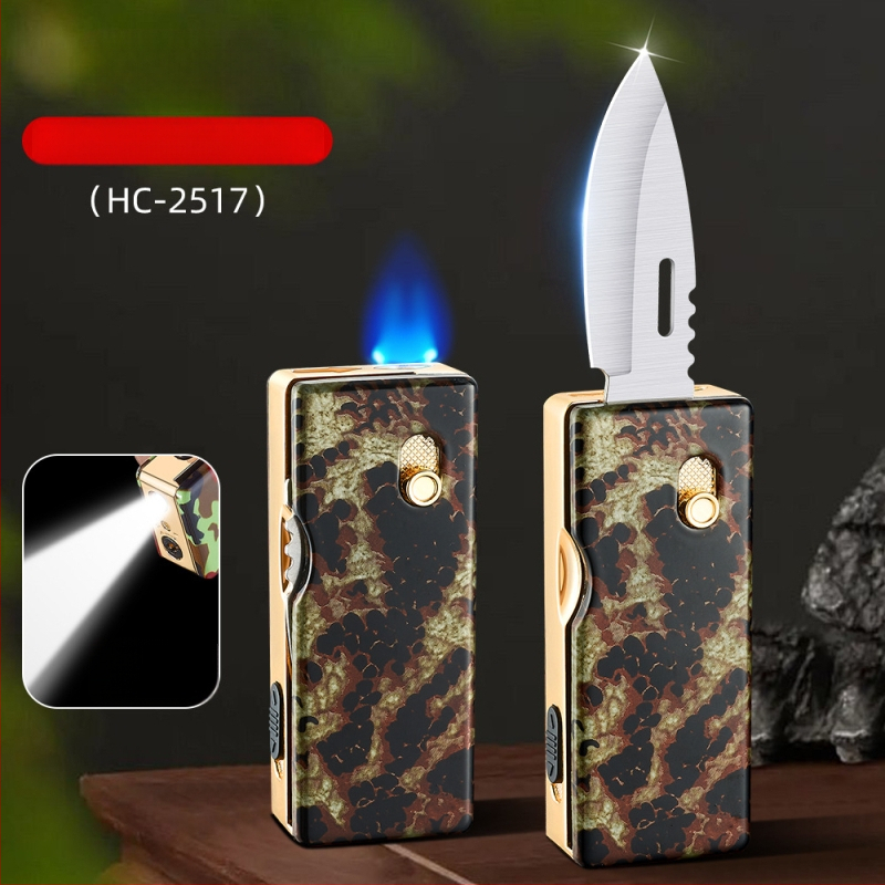 HF2517 Süütaja valgustusega, otsene leek, kokkuvolditava nuga kujundus, metallkorpus, butaan