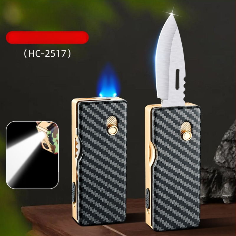 HF2517 Süütaja valgustusega, otsene leek, kokkuvolditava nuga kujundus, metallkorpus, butaan