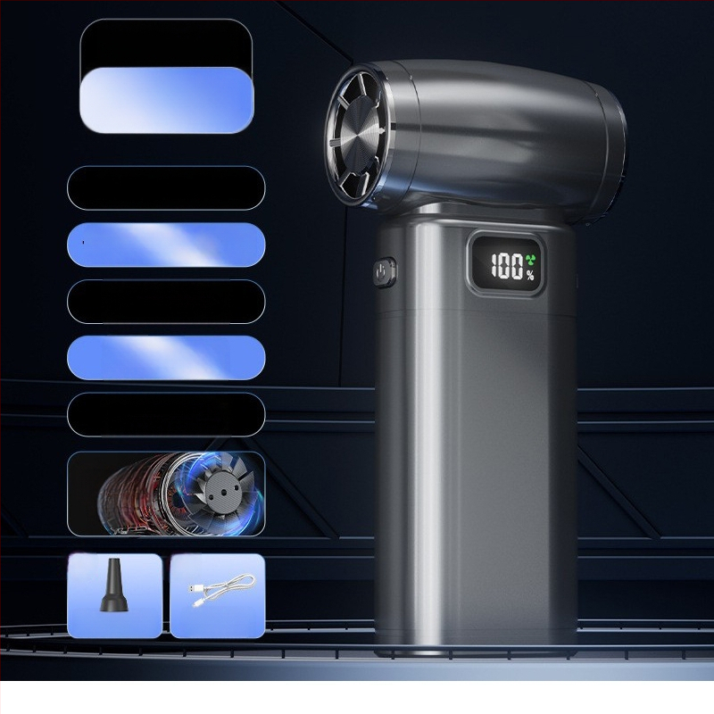 Käeshoidav ventilaator brushless mootoriga, 6 tiivad, sisseehitatud aku 4000–6000 mAh, 5 kiirust, vaikselt tööd <36 dB