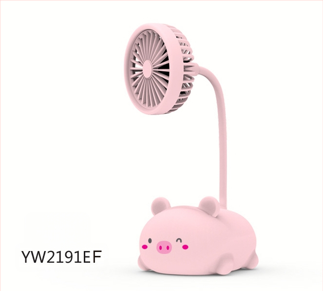 Stalo ventiliatorius su mielu karikatūrų dizainu – ABS medžiaga, pasukamas, daugiafunkcinis, tylus