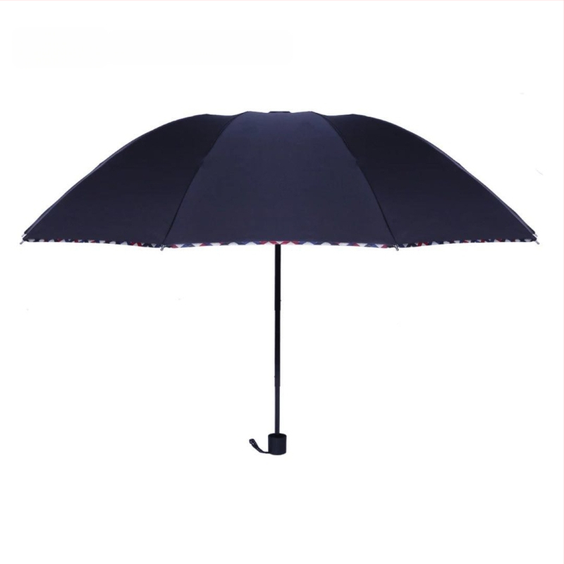 Kolm osaline kokkupandav vihmavari, 10 terasest ribad, terasest vart, plastne käepide, manuaalne avamine, 190T kangas