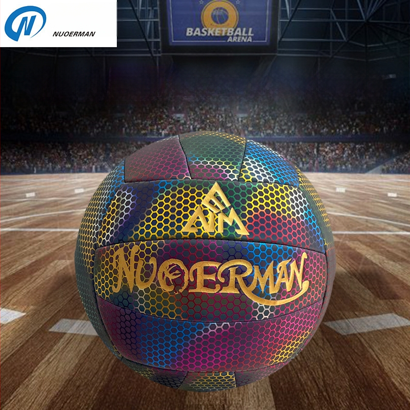 Šviesą atspindintis voleibolis – Norman PU, mašininis siuvimas, logotipas spaudintas, apdorojimo pritaikymas