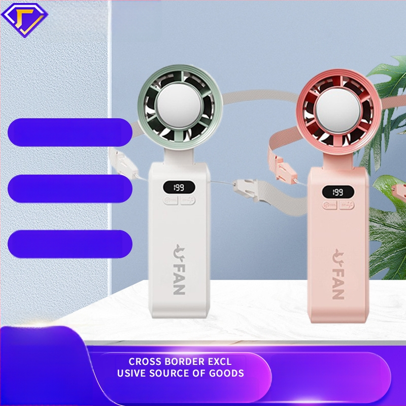 Käehoidja jahutav ventilaator sulankjiv jääpakendi hoidikuga, USB-laetav, brushless mootor, ABS-korpus, 6 labidas, 4000–6000 mAh aku