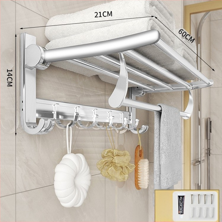 Space aluminum sieninis rankšluosčių laikiklis be gręžimo, vieno arba dviejų sluoksnių dizainas, apkrova apie 60 kg