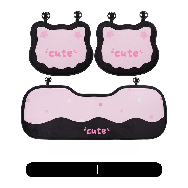 Automobilio sėdynės pagalvėlė – plokščias stilius, animacinio dizaino su kaspinu ir katei, užpildas kempinė, paviršius pūkų pliušas, prekės ženklas Yu cen