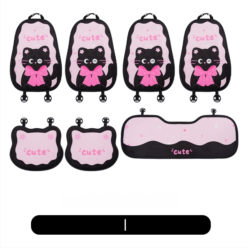 Automobilio sėdynės pagalvėlė – plokščias stilius, animacinio dizaino su kaspinu ir katei, užpildas kempinė, paviršius pūkų pliušas, prekės ženklas Yu cen