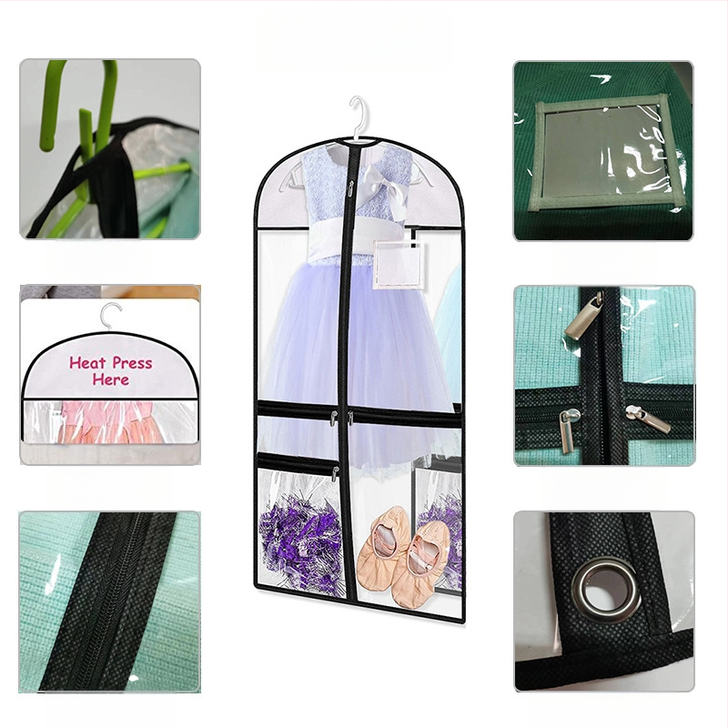 Permatomas PVC stačiakampis pakabinamas maišelis vaikų drabužiams — dulkių, drėgmės ir antibakterinė apsauga