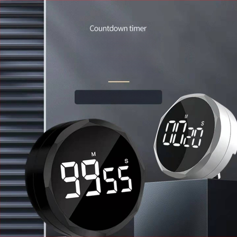 Cronometru rotativ 99:59, Afișaj LCD, Ceas de alarmă în stil desen animat, cu numărătoare inversă și memorie, alimentat cu baterie