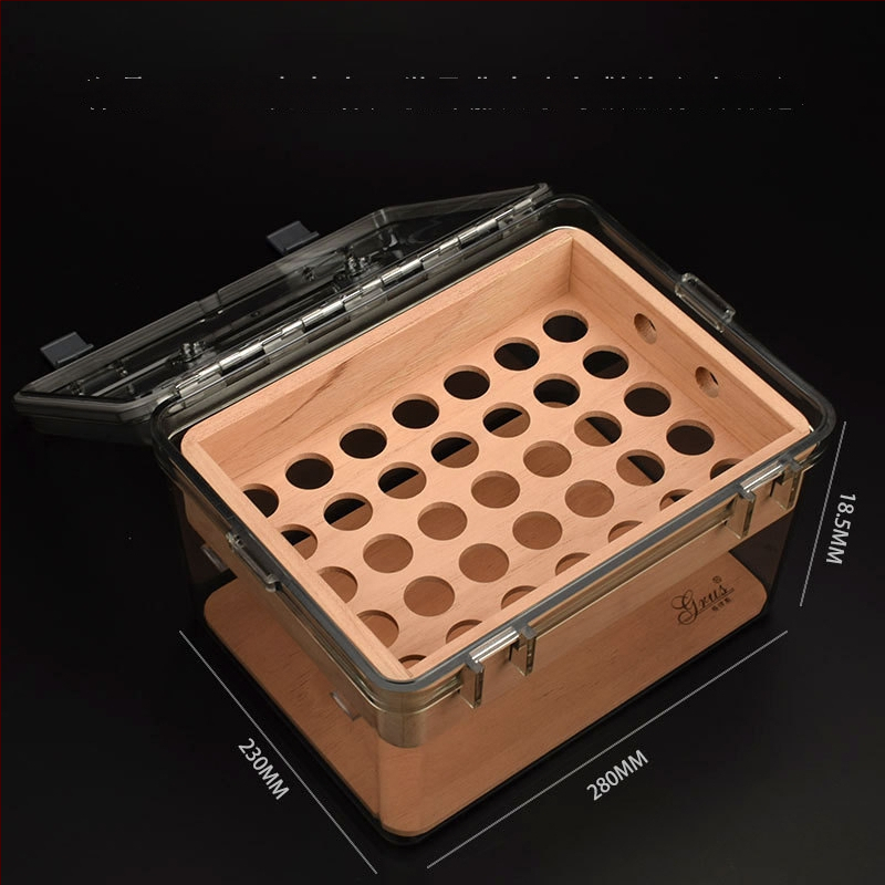 Sigarām mitruma glabāšanas kastīte no Spānijas ciedra, noslēgta, mitrumizturīga, ar lielu ietilpību, pret kaitēkļiem