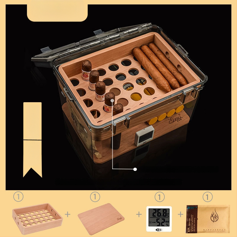 Sigarām mitruma glabāšanas kastīte no Spānijas ciedra, noslēgta, mitrumizturīga, ar lielu ietilpību, pret kaitēkļiem
