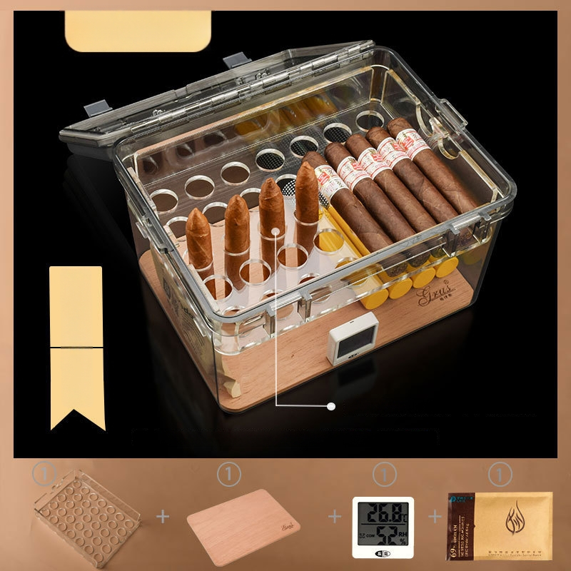Sigarām mitruma glabāšanas kastīte no Spānijas ciedra, noslēgta, mitrumizturīga, ar lielu ietilpību, pret kaitēkļiem