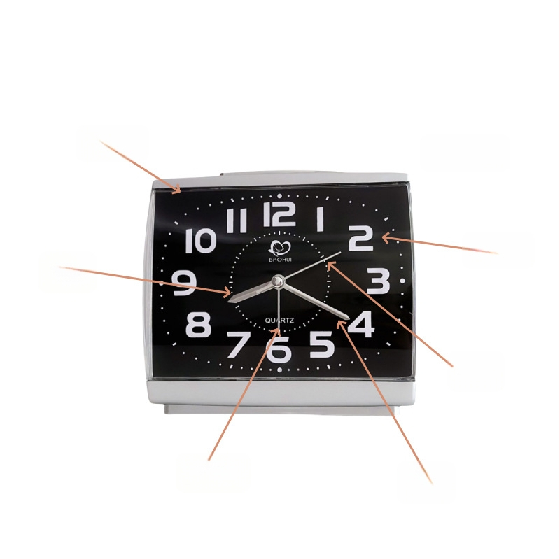 Laua kell K10 – vaikne äratuskell, suured numbrid ja öine valgustus, patareidega toidetav, ühesuunaline, plastikust korpus