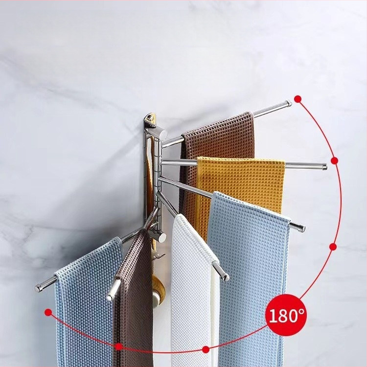 Otočná vešiak na uteráky, 304 nerezová oceľ, skladací kúpeľňový vešiak