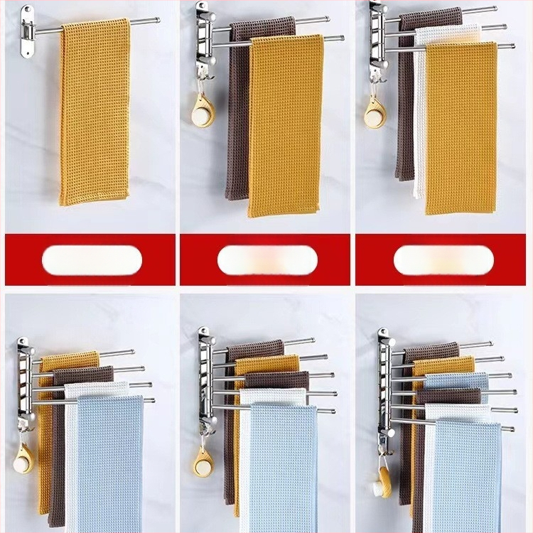 Otočná vešiak na uteráky, 304 nerezová oceľ, skladací kúpeľňový vešiak