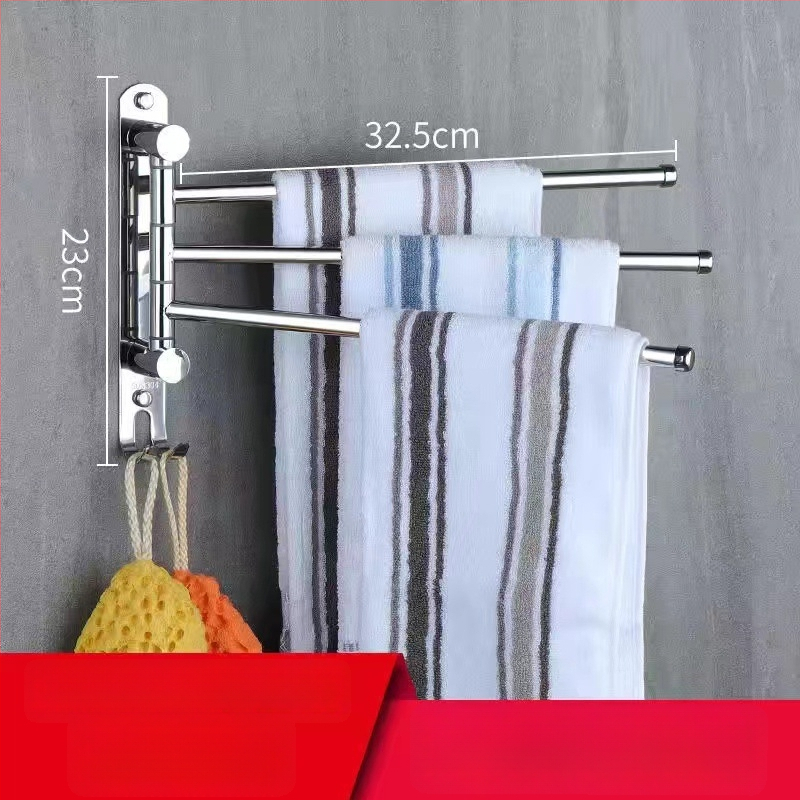 Otočná vešiak na uteráky, 304 nerezová oceľ, skladací kúpeľňový vešiak