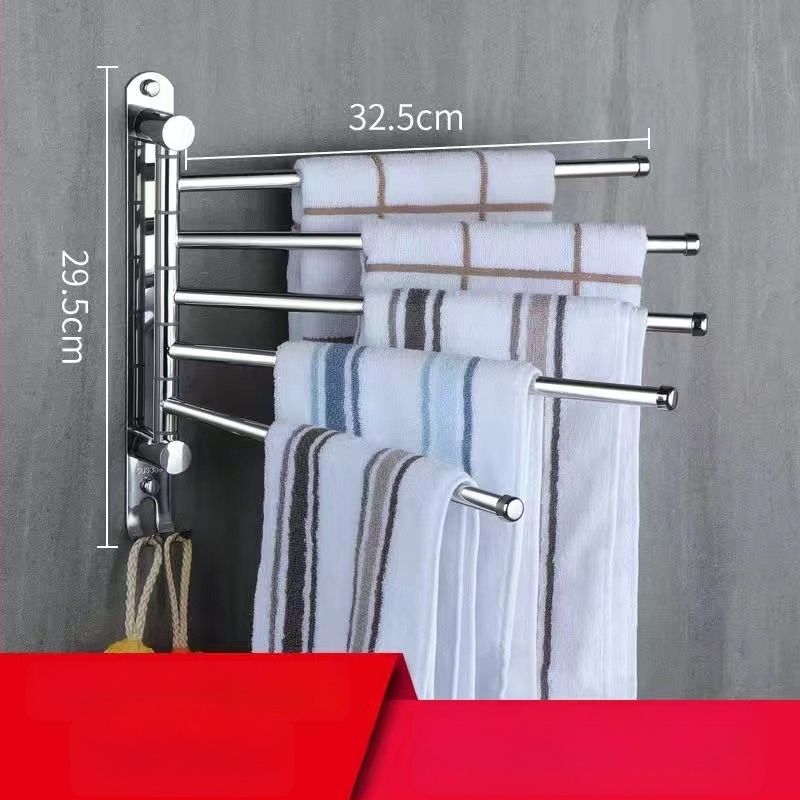 Otočná vešiak na uteráky, 304 nerezová oceľ, skladací kúpeľňový vešiak