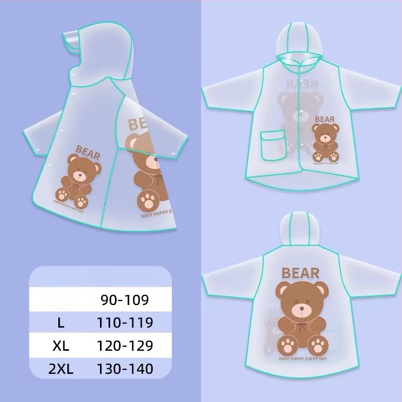 Laste karikatuuridega vihm pončo, unisex, PVC-kangas, tavalise paksusega, jalgrattasõiduks