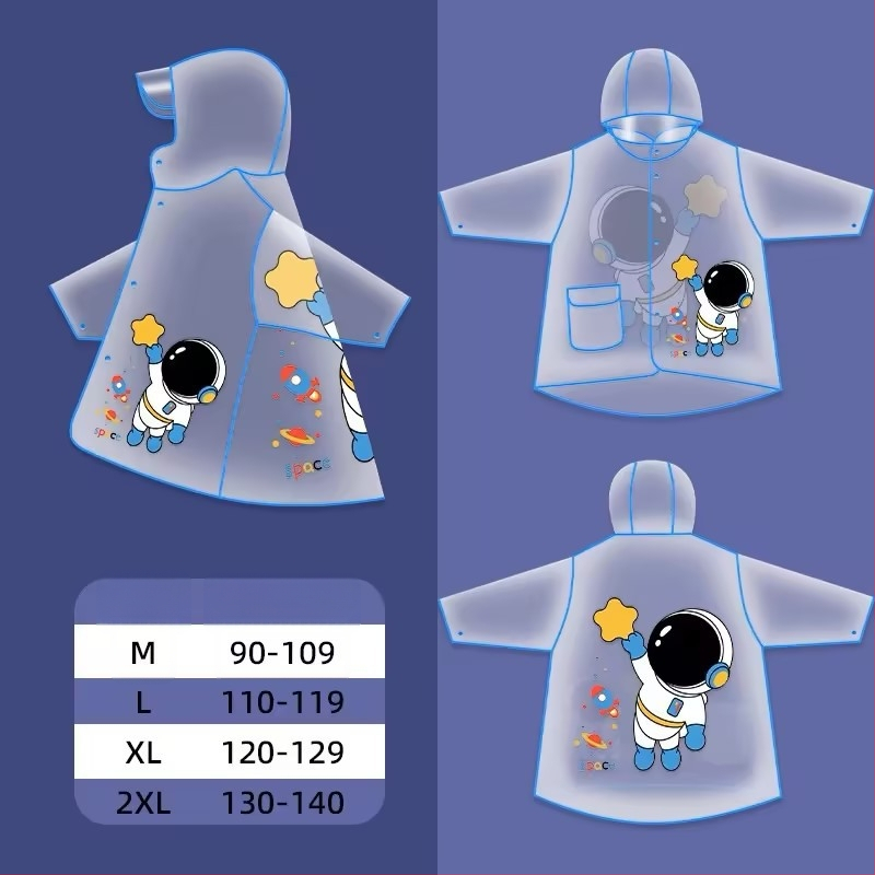 Laste karikatuuridega vihm pončo, unisex, PVC-kangas, tavalise paksusega, jalgrattasõiduks