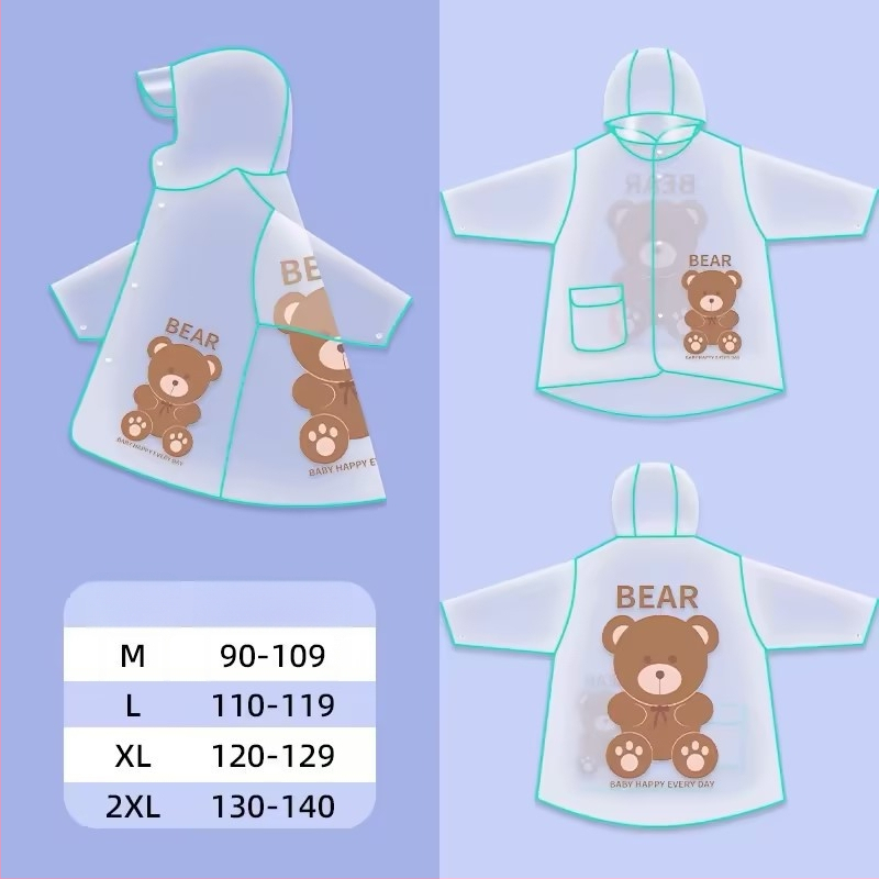 Laste karikatuuridega vihm pončo, unisex, PVC-kangas, tavalise paksusega, jalgrattasõiduks