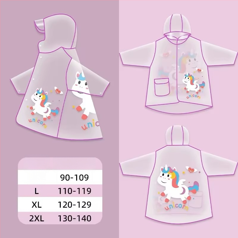 Laste karikatuuridega vihm pončo, unisex, PVC-kangas, tavalise paksusega, jalgrattasõiduks