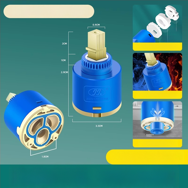 Keraminis vožtuvo šerdis virtuvės maišytuvui – šaltas/karštas vanduo, PC+ keramika, šiuolaikiškas minimalistinis stilius