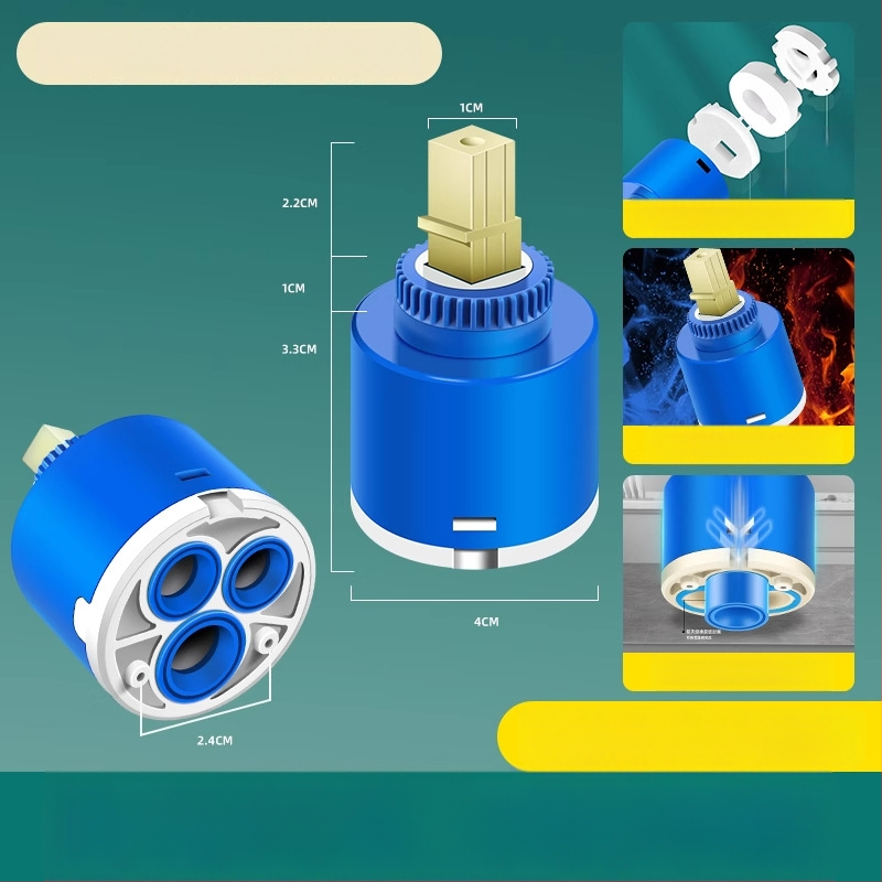 Keraminis vožtuvo šerdis virtuvės maišytuvui – šaltas/karštas vanduo, PC+ keramika, šiuolaikiškas minimalistinis stilius