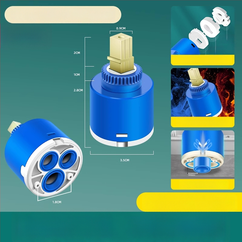 Keraminis vožtuvo šerdis virtuvės maišytuvui – šaltas/karštas vanduo, PC+ keramika, šiuolaikiškas minimalistinis stilius