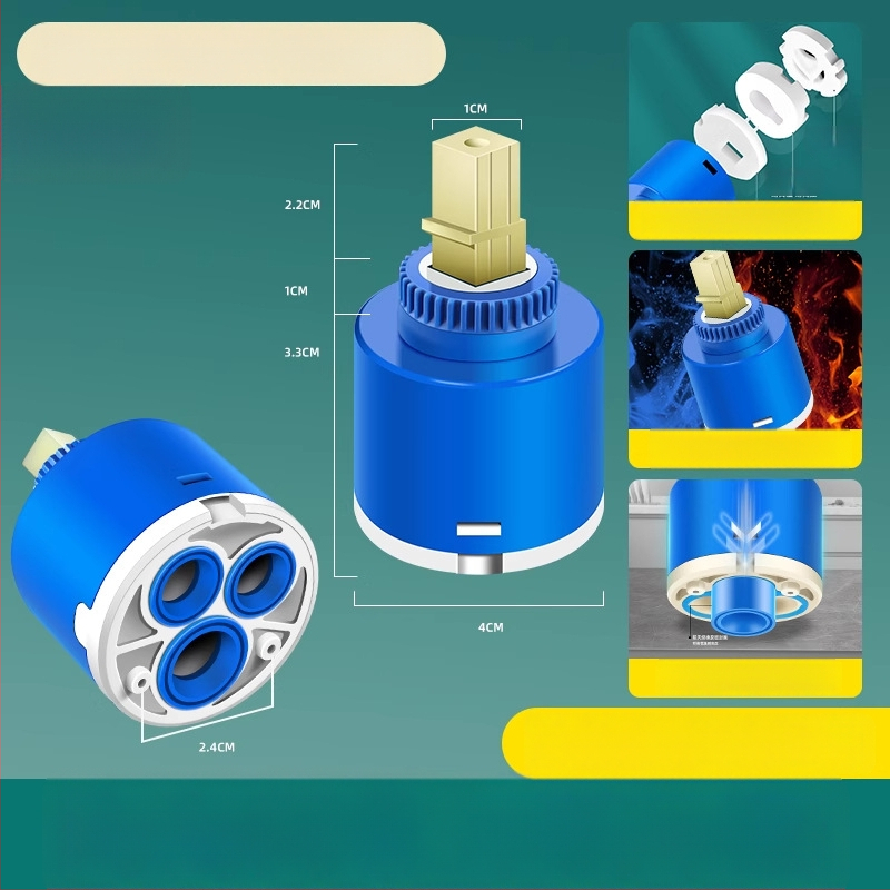 Keraminis vožtuvo šerdis virtuvės maišytuvui – šaltas/karštas vanduo, PC+ keramika, šiuolaikiškas minimalistinis stilius