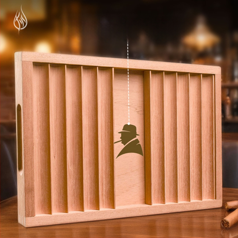 Gray Bar divslāņains cigāru paliktnis no cedru koka ar uzglabāšanas nodalījumu un pārnēsājamu izstādes kastīti