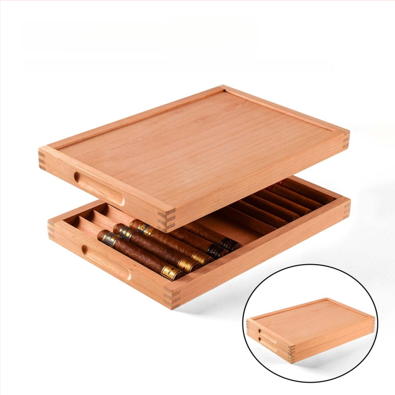 Gray Bar divslāņains cigāru paliktnis no cedru koka ar uzglabāšanas nodalījumu un pārnēsājamu izstādes kastīti