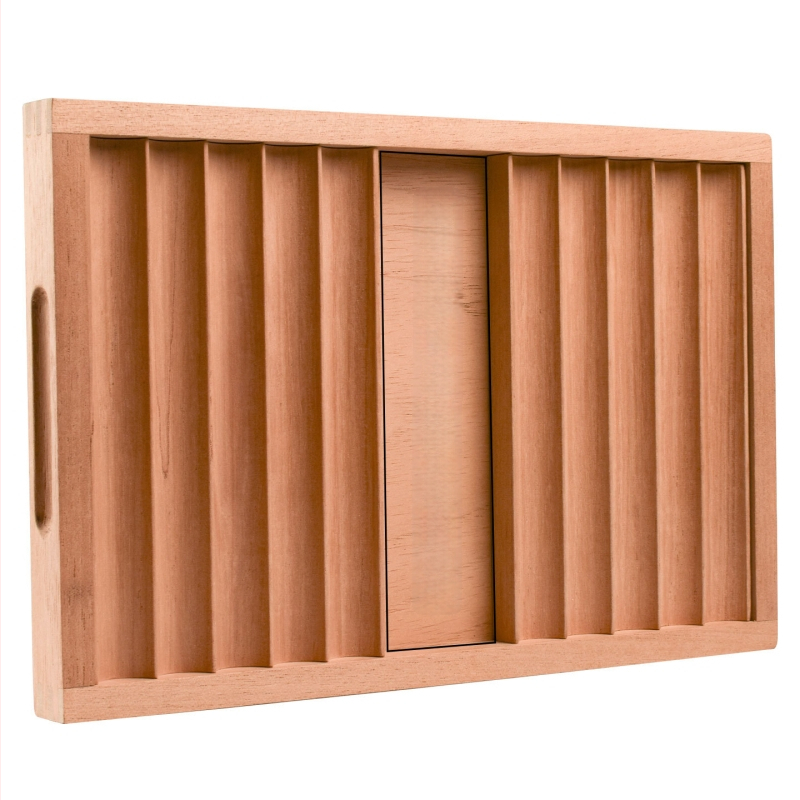 Gray Bar divslāņains cigāru paliktnis no cedru koka ar uzglabāšanas nodalījumu un pārnēsājamu izstādes kastīti