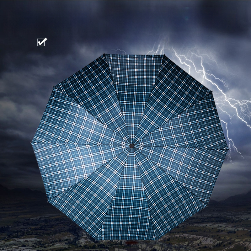 Trīsdēļu lietussargs diviem pieaugušajiem, poliestera audums, 10 tērauda ribas, tērauda stabs un rokturis, mehānisks atvērums, pretvējš, logotipa drukāšana un pielāgošana pieejama